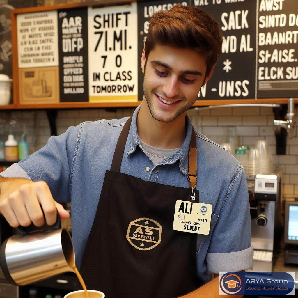 دانشجو در حال انجام کار دانشجویی در استرالیا