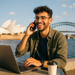 دانشجوی نسل زد با ظاهری راحت و شاد نمادی از زندگی متعادل دانشجویی در استرالیا