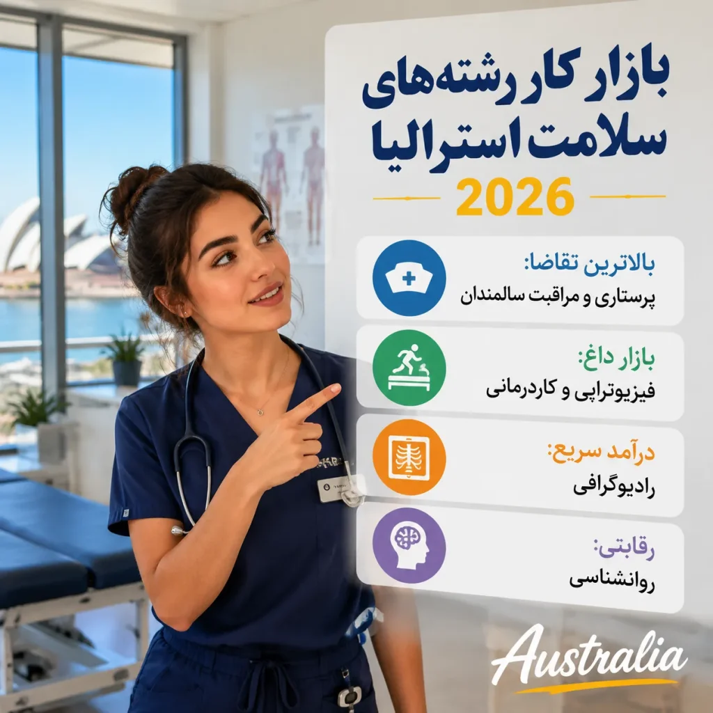 اینفوگرافی رشته های سلامت با بهترین بازار کار در استرالیا